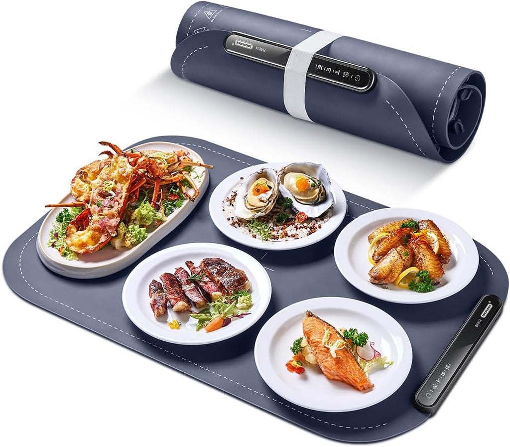 BW614 Flexible Electric Food Warming Mat, Quick Heating, Compact & Rollable, Silicone Warming Tray